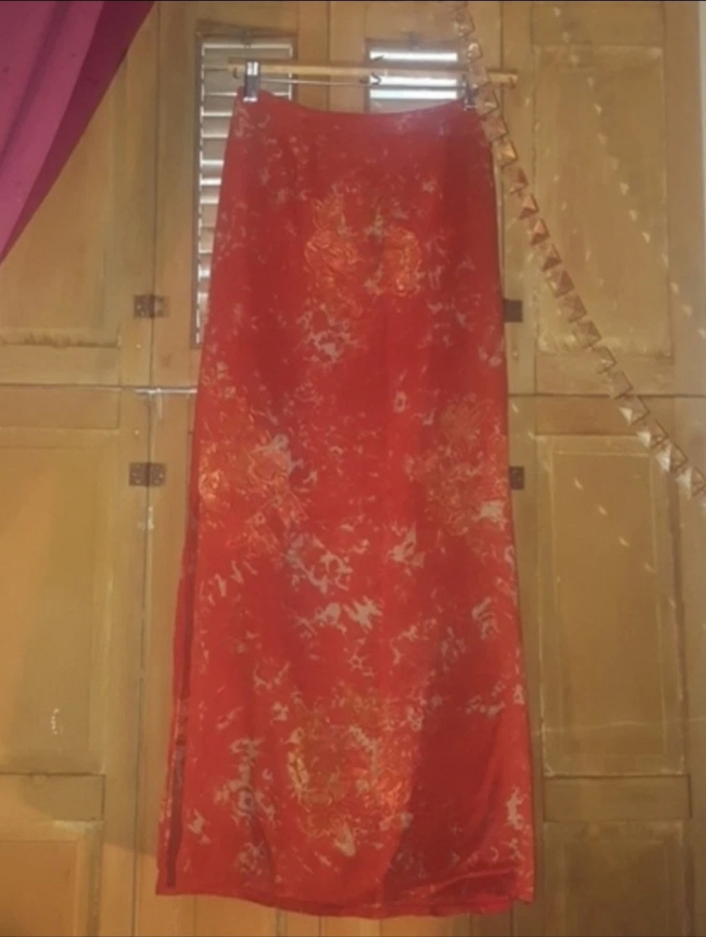 Long Silk Blend Batik Skirt - Small